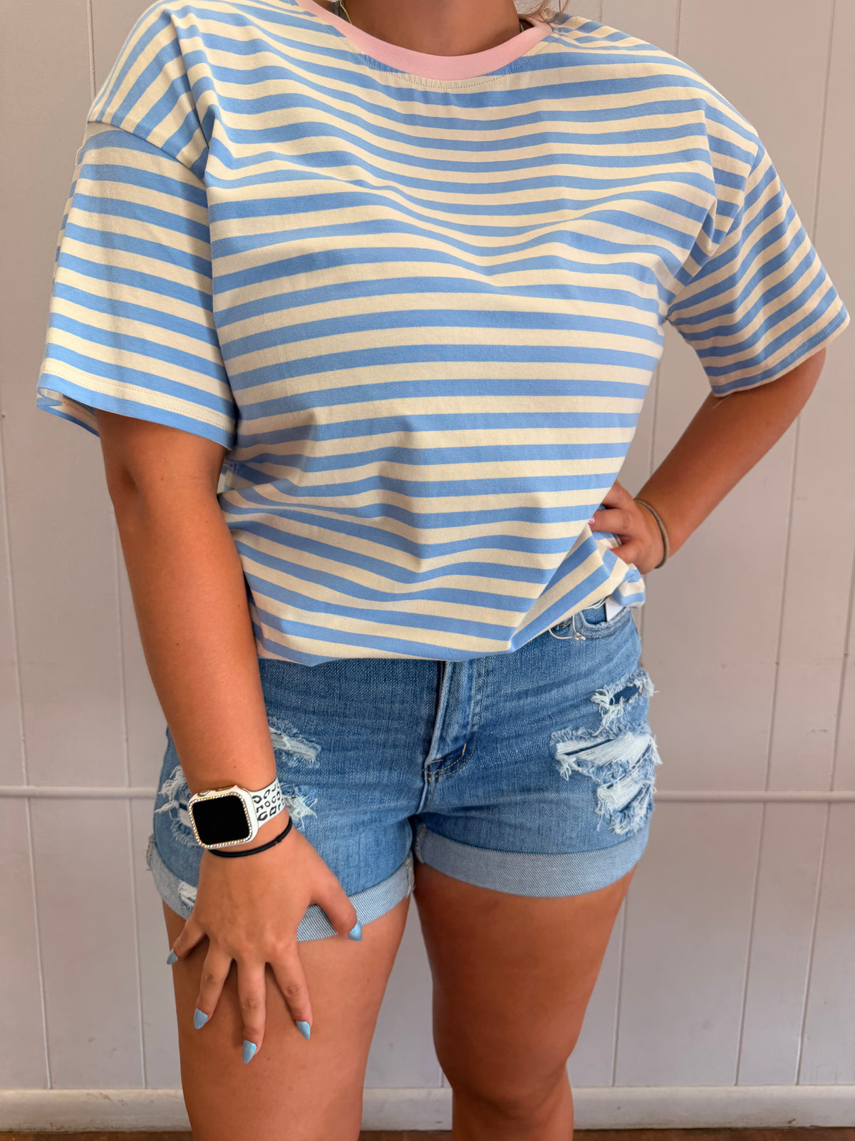 Loose Stripe tee (blue)
