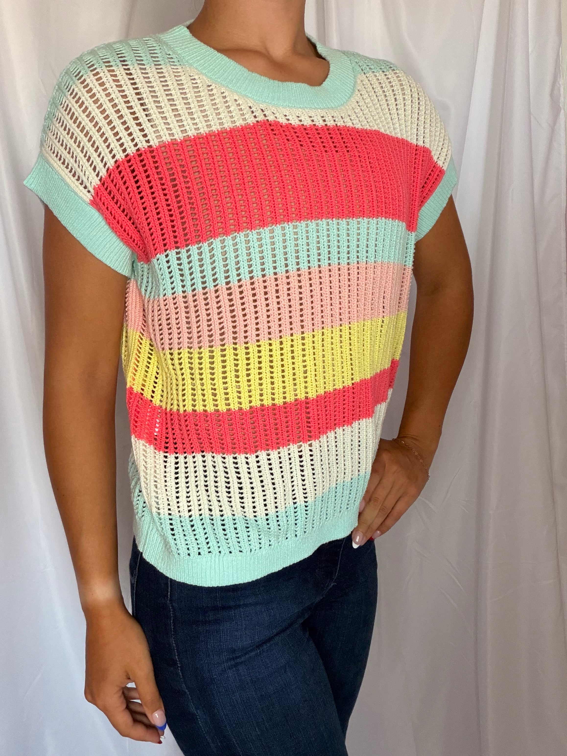 Color striped knit top