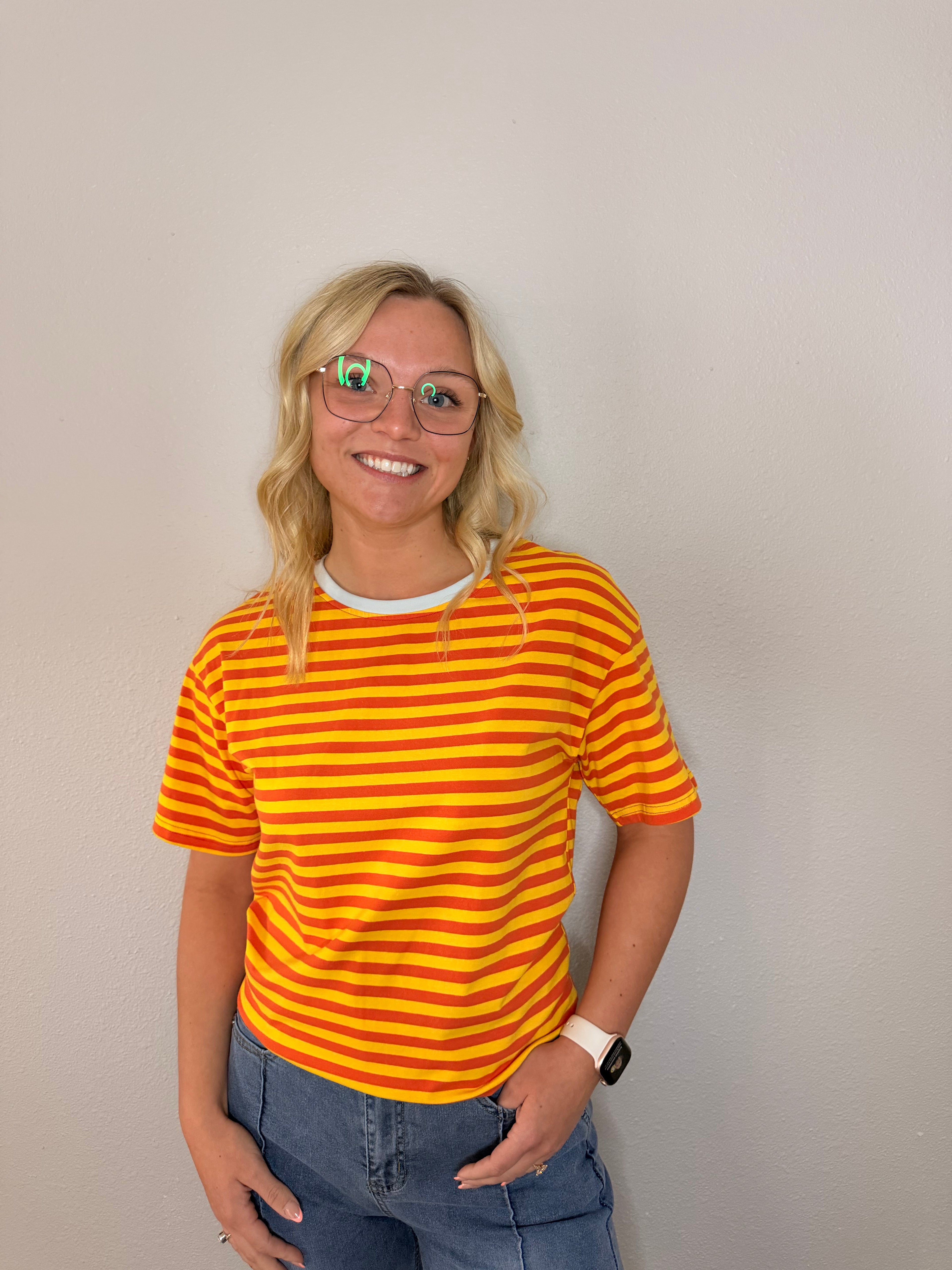 Loose Stripe Tee (Orange)