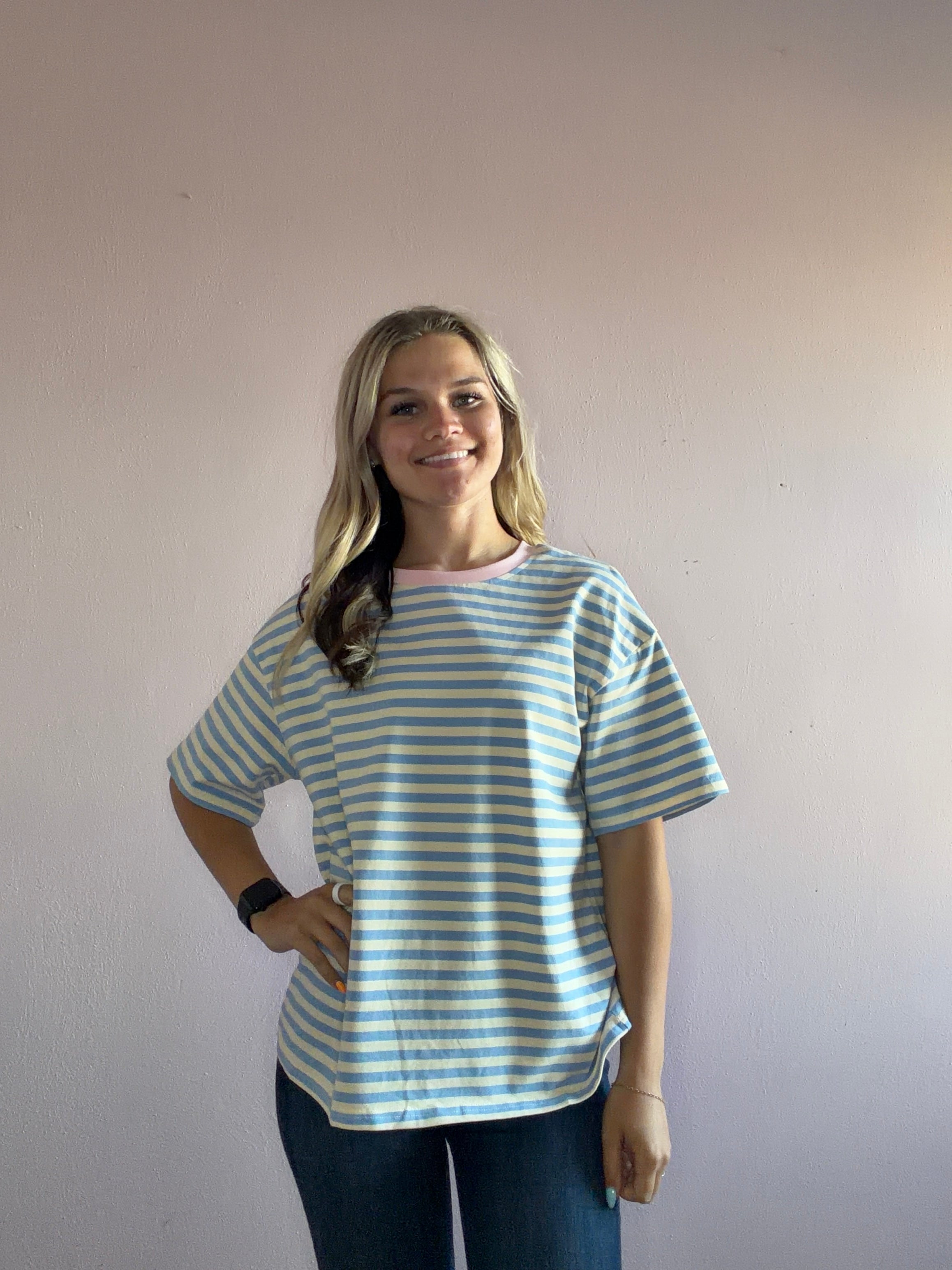 Loose Stripe tee (blue)