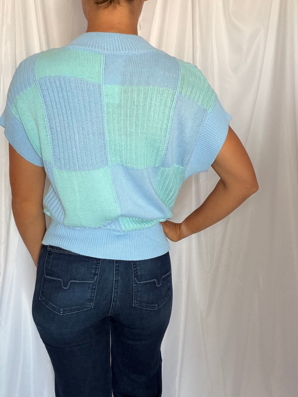 Light blue checkered short sleeve