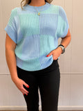 Light blue checkered short sleeve
