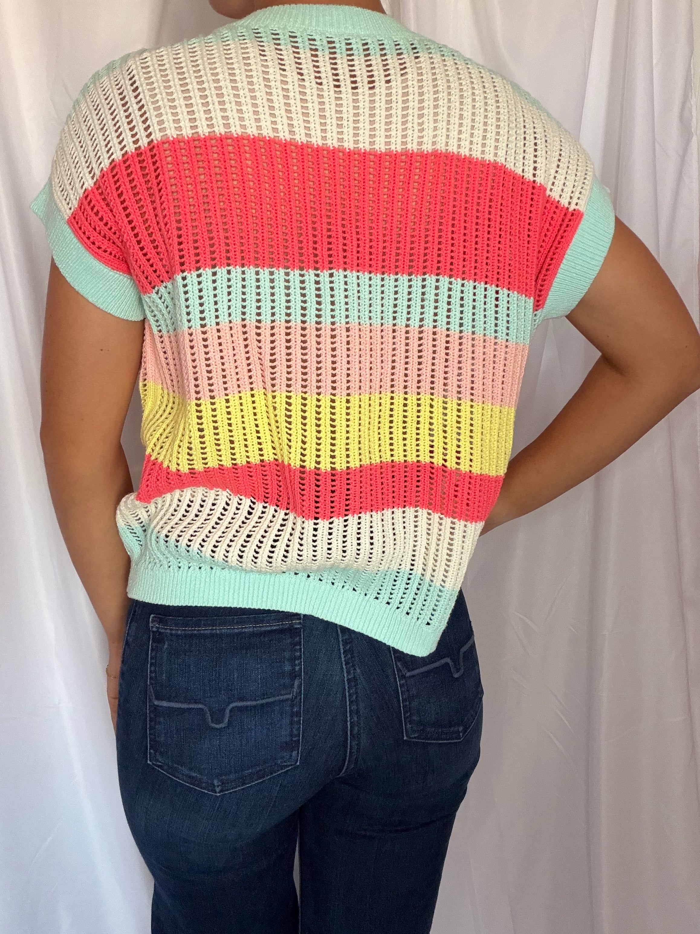 Color striped knit top