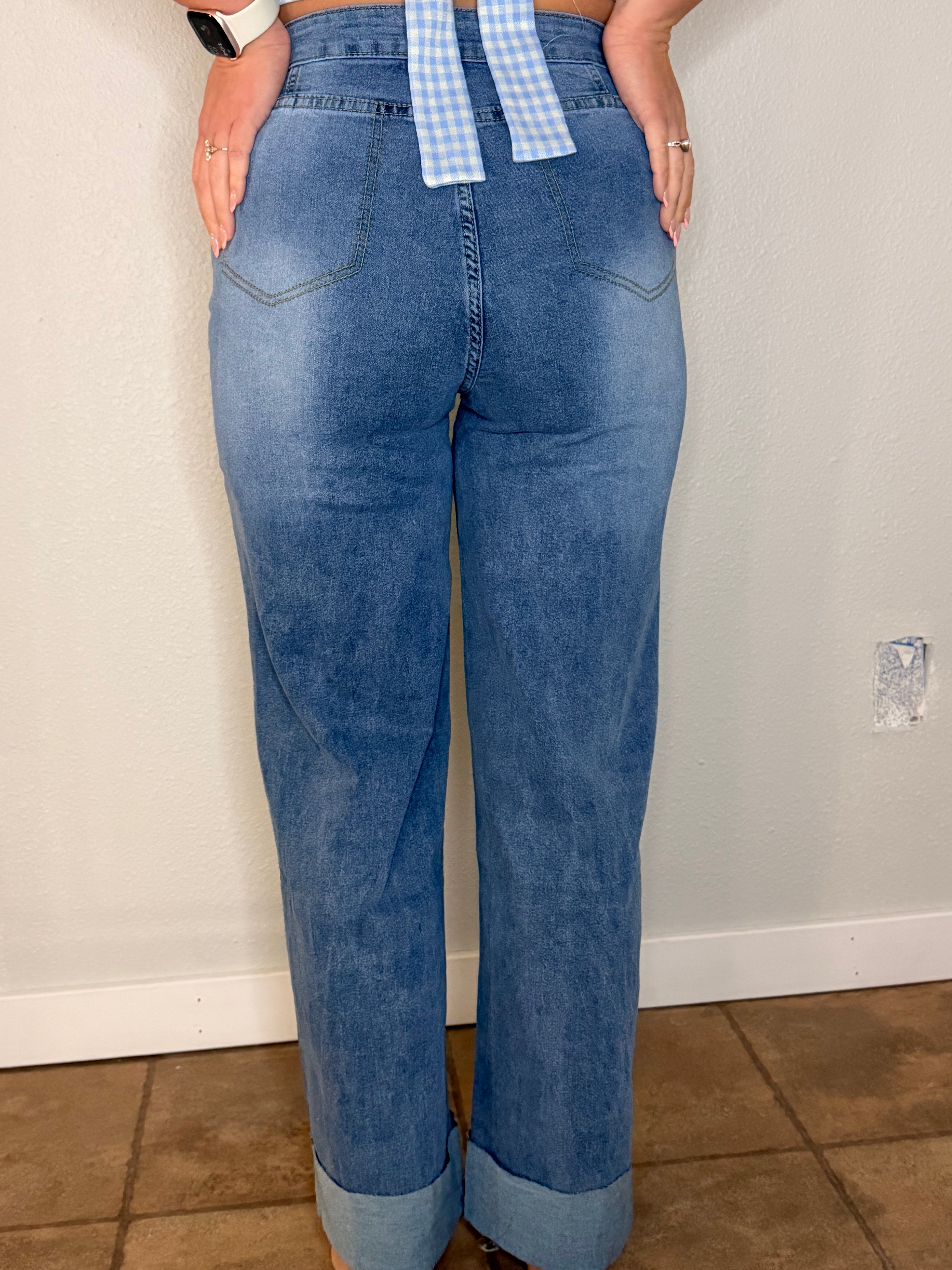 Retro wide leg front seam Jeans