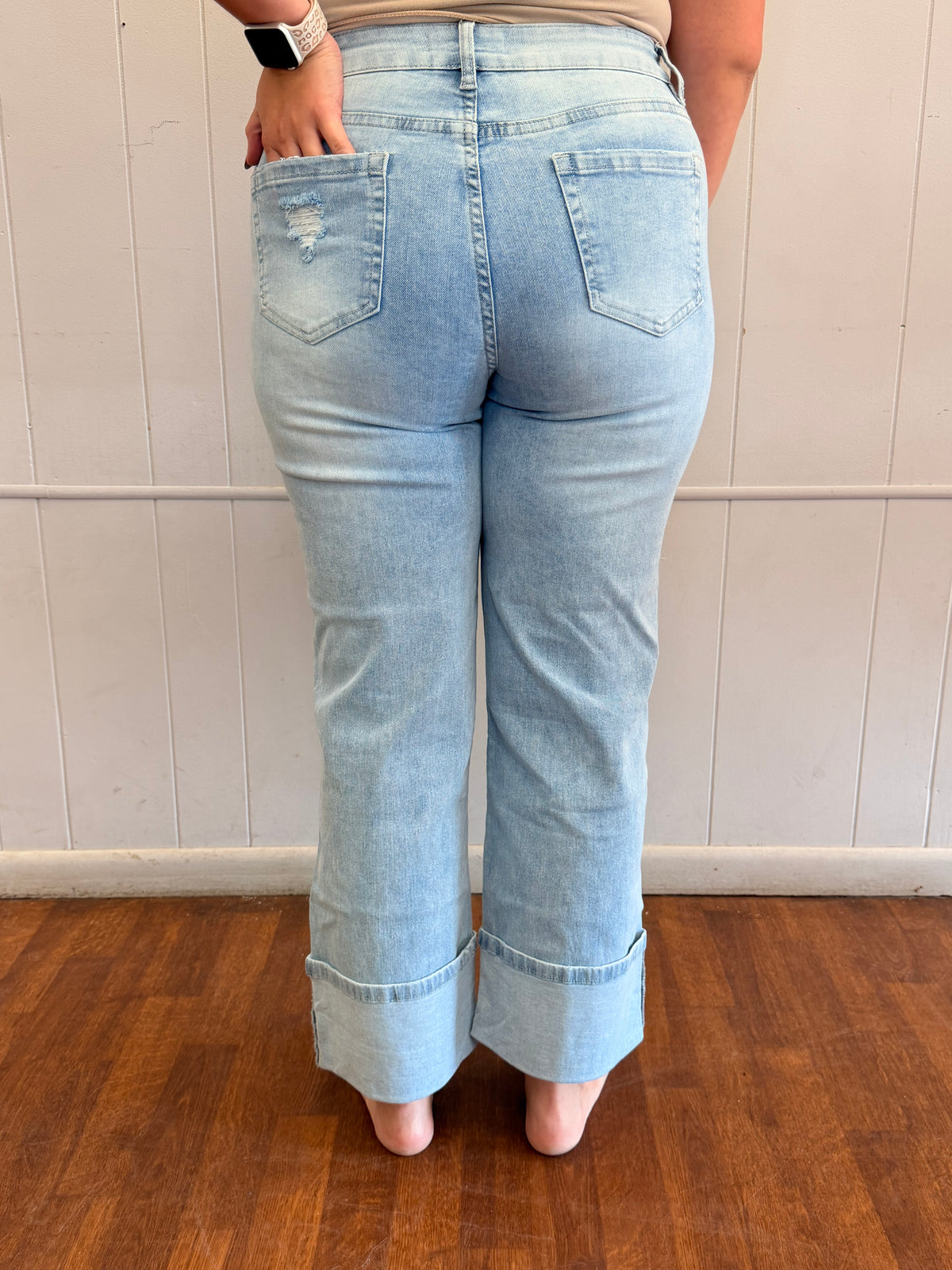 Everyday Distressed Cuff Jeans