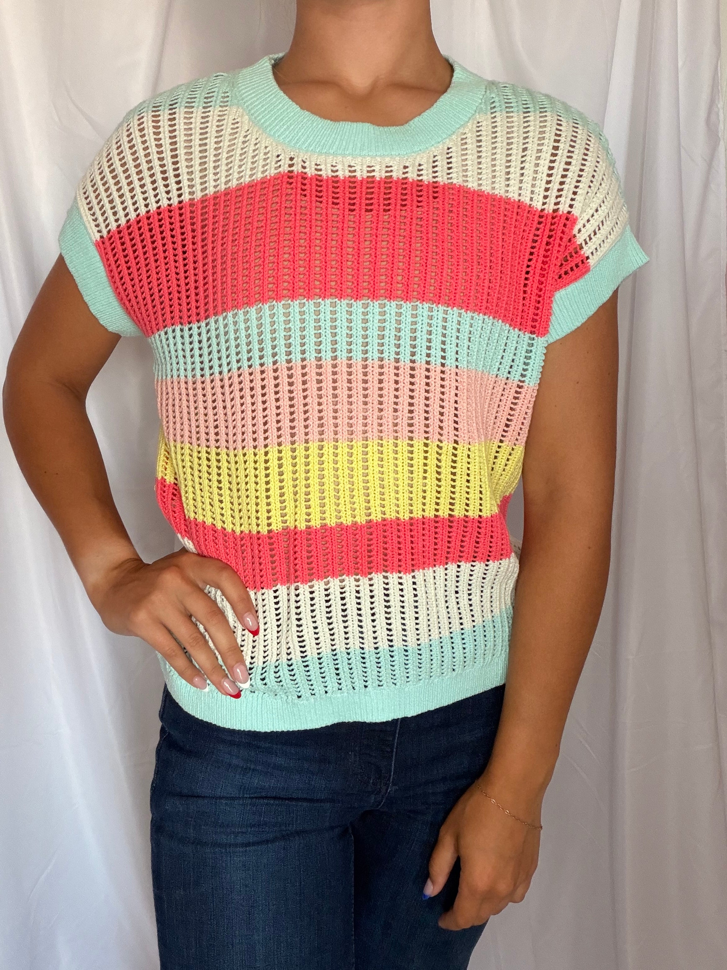 Color striped knit top