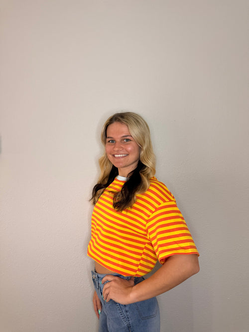 Loose Stripe Tee (Orange)