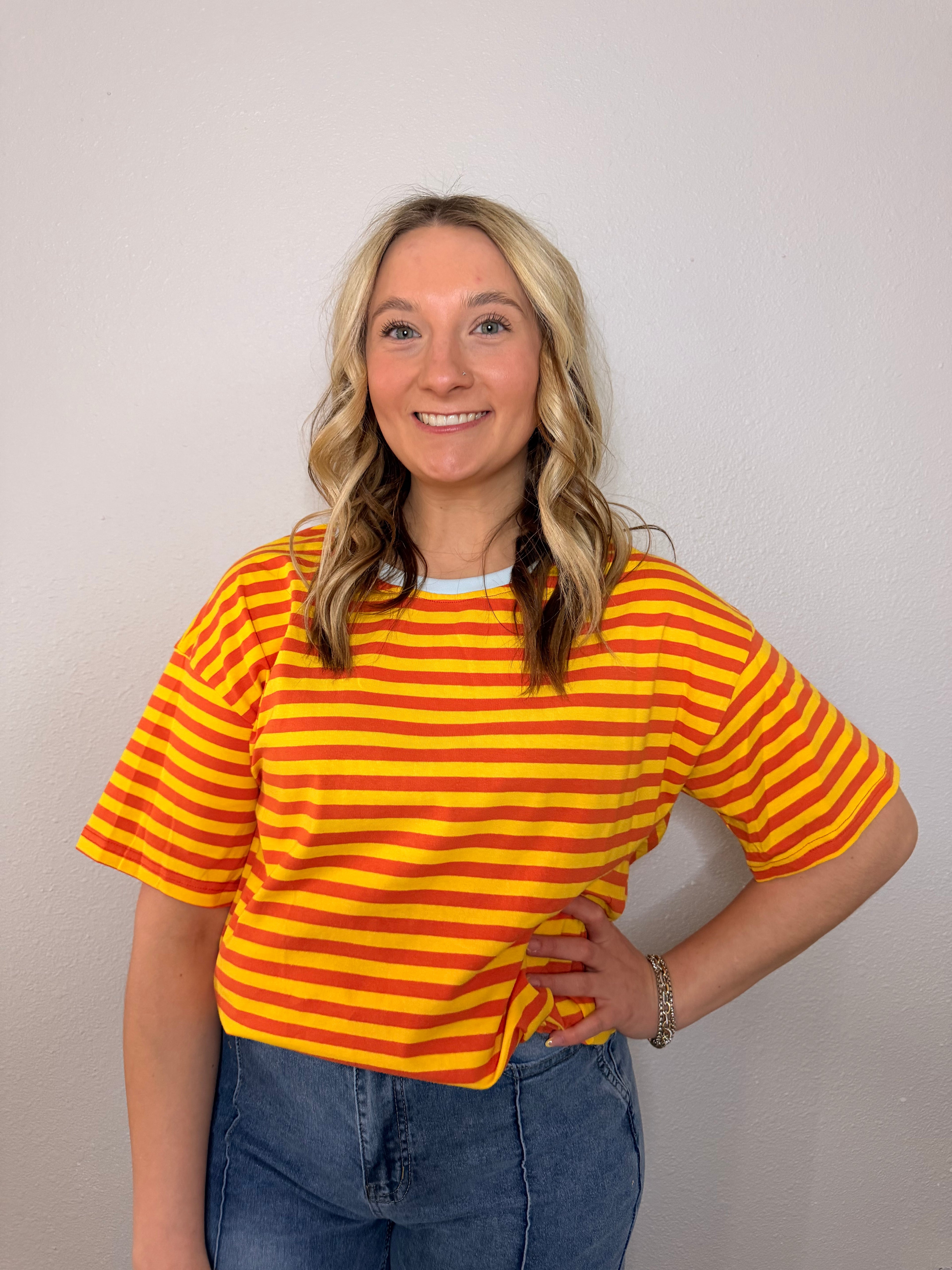 Loose Stripe Tee (Orange)