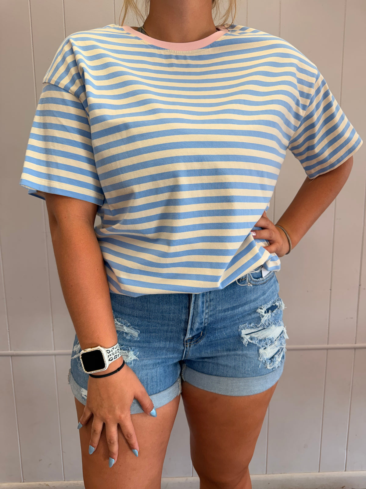 Loose Stripe tee (blue)