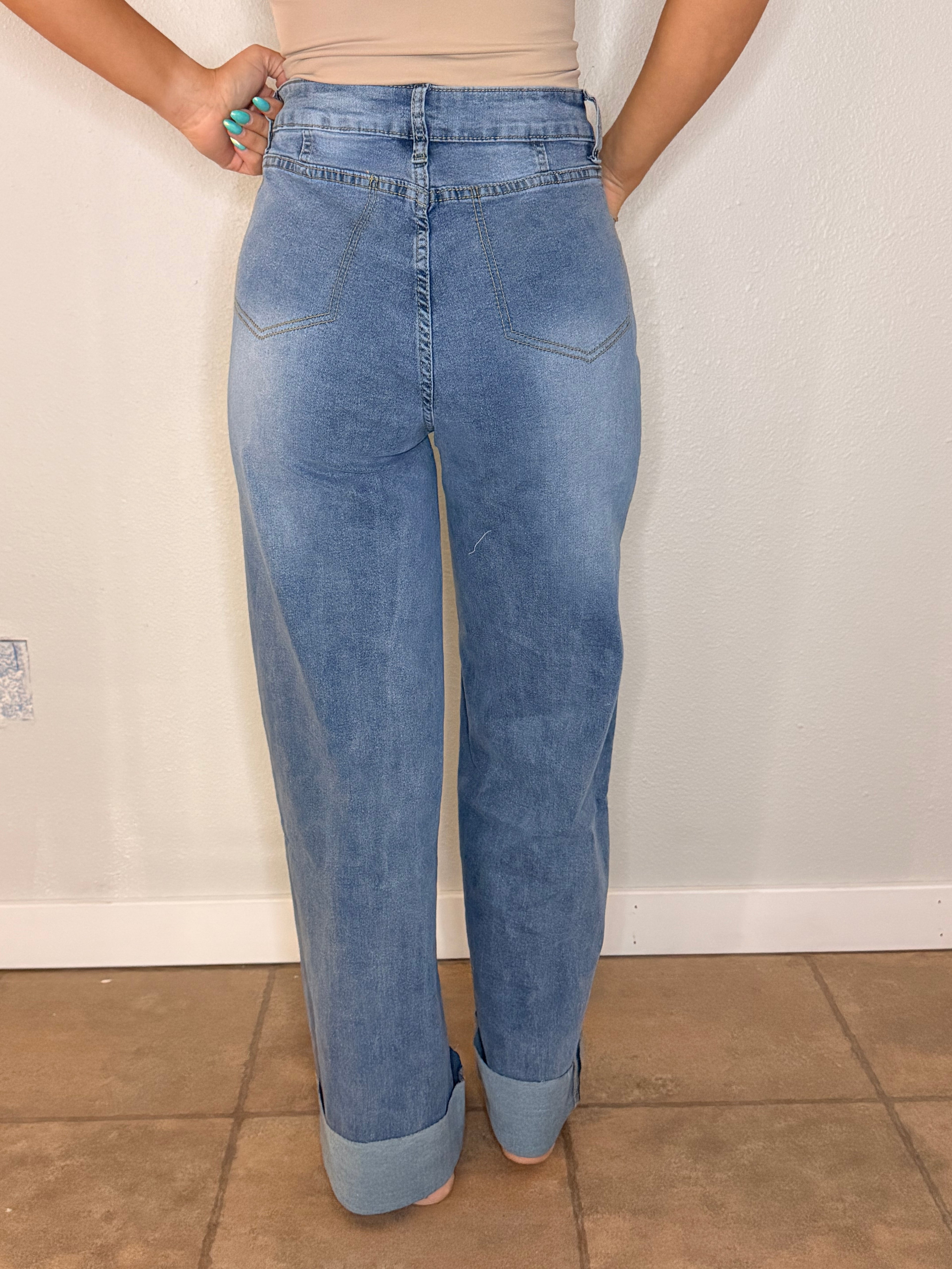 Retro wide leg front seam Jeans