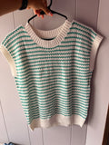 Green knit stripe top