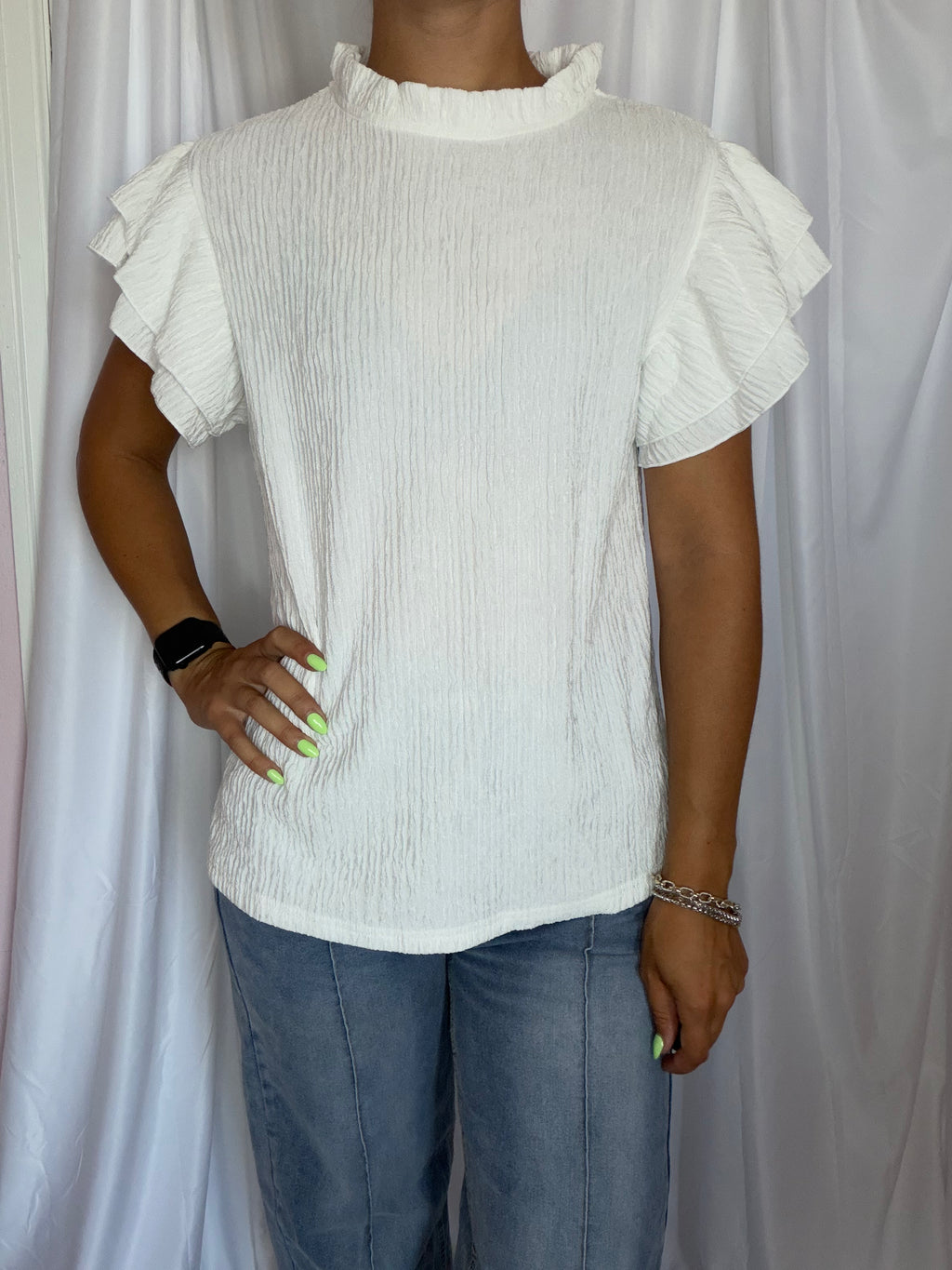 Sweet Statement Ruffle (White)