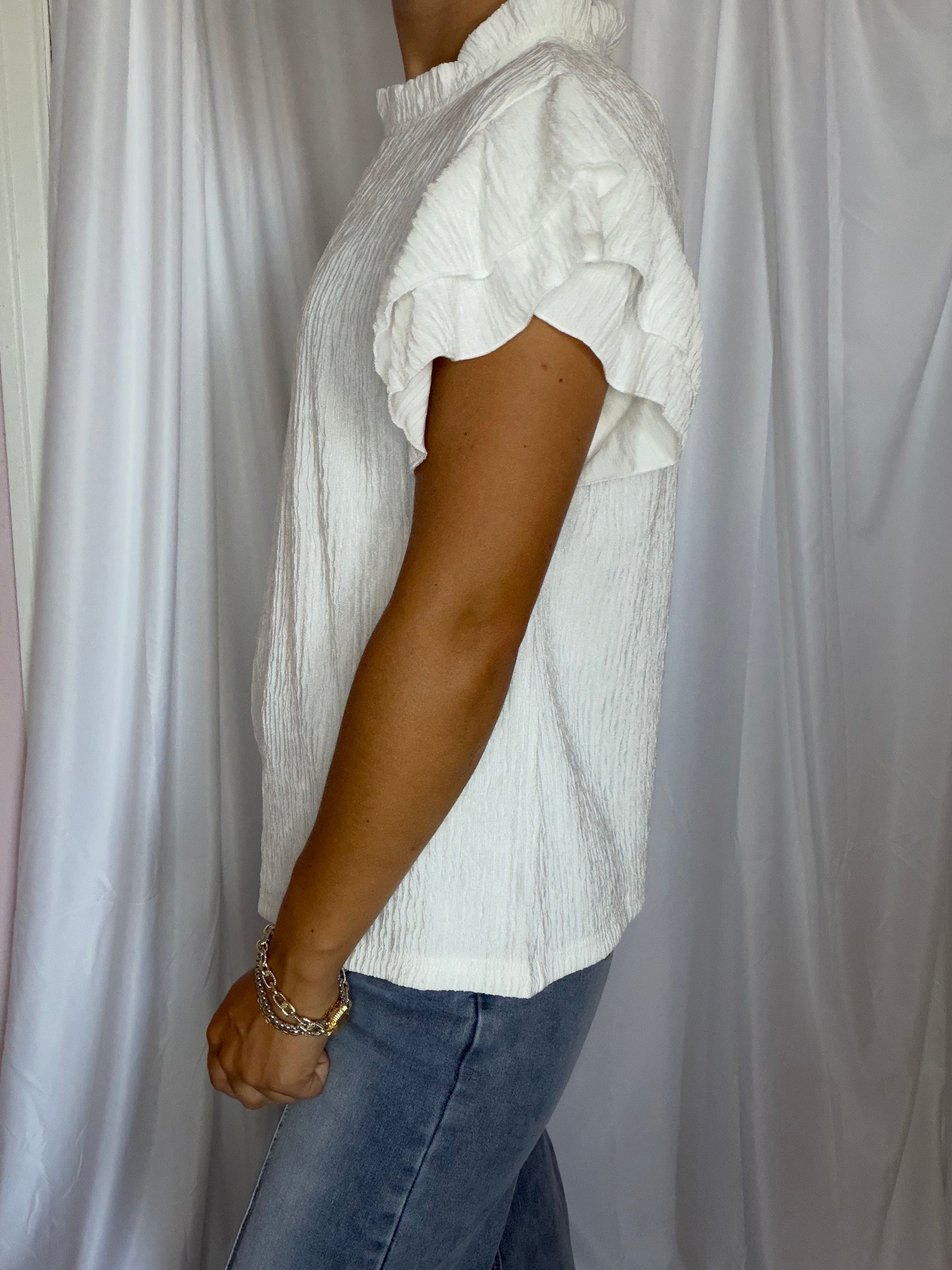 Sweet Statement Ruffle (White)